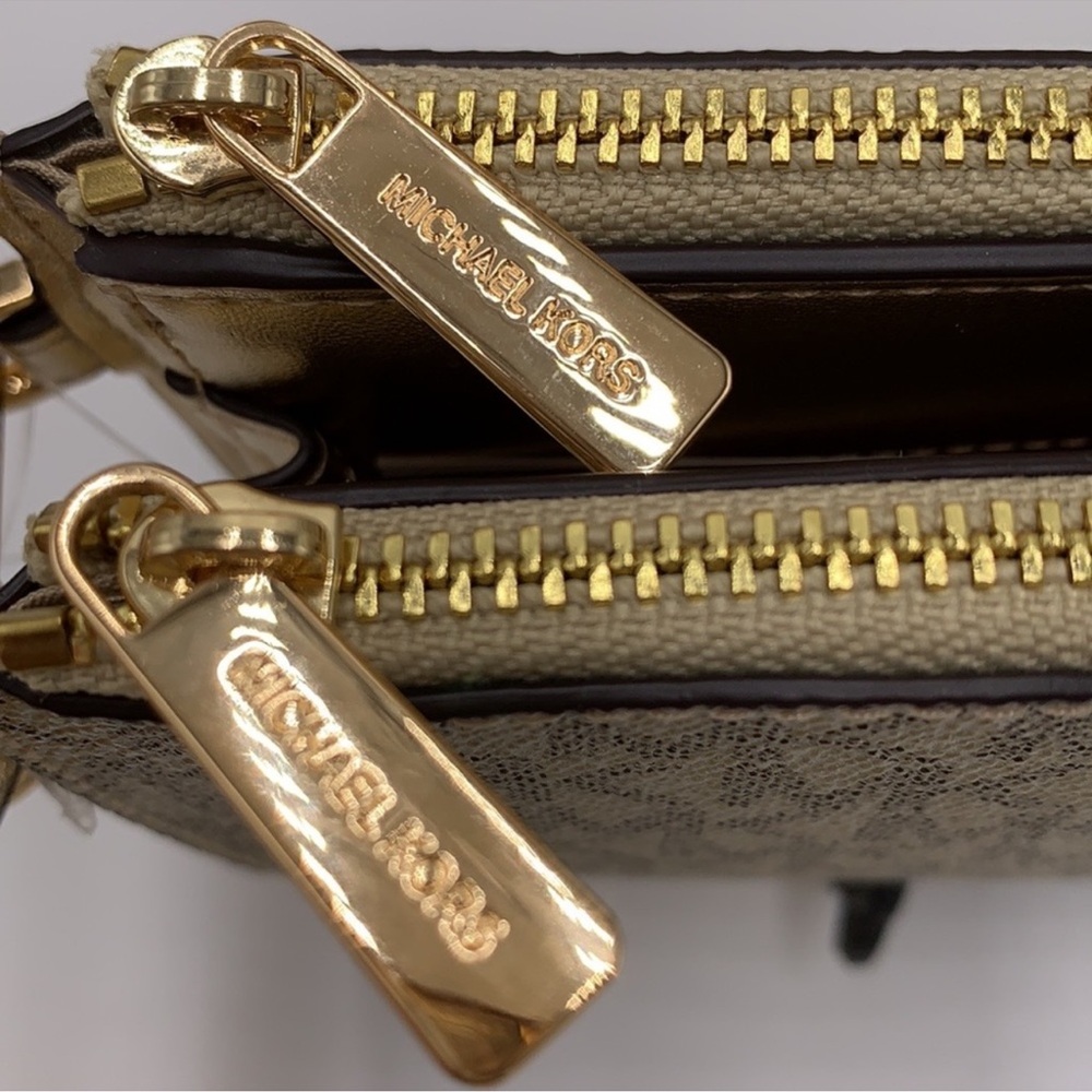 Michael Kors Large X Chain Shoulder Tote & Large Double Zip Wallet Pale Gold - Picture 14 of 16